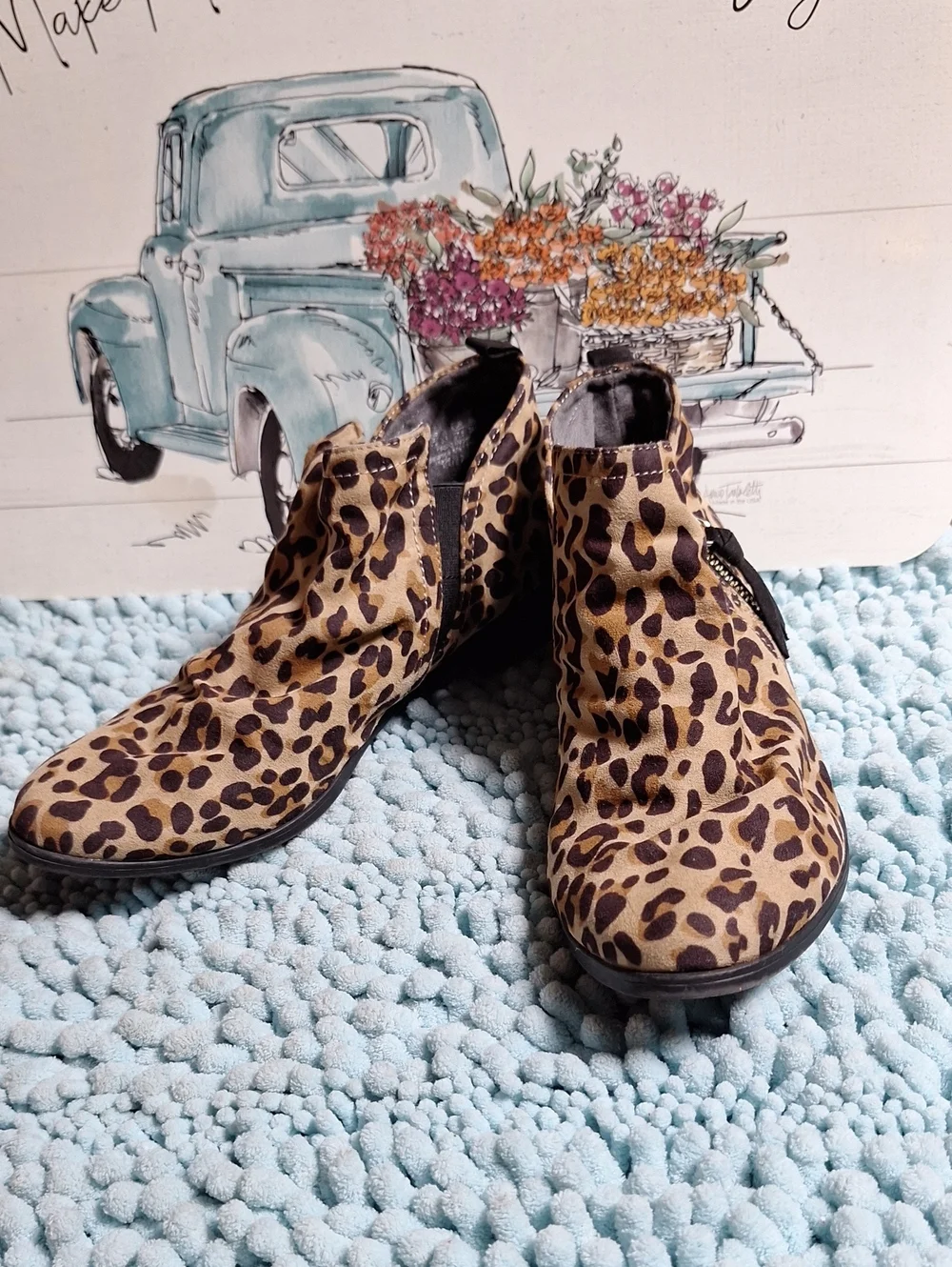 Dr. Scholl's Leopard Print Ankle Booties in Tan and Dark Brown
